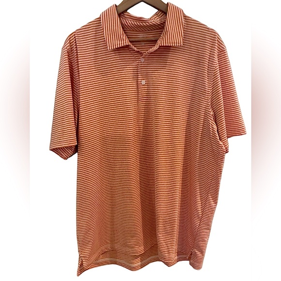 Vineyard Vines Orange White Striped Performance Polo Golf Dress Shirt Size XL - Picture 1 of 4